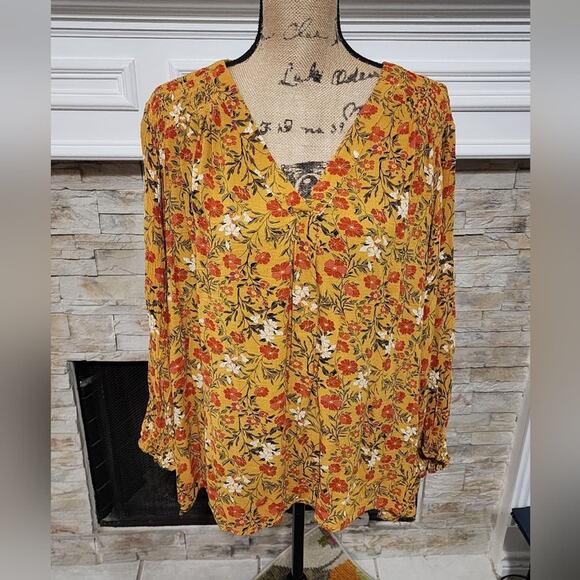 Jones‎ New York orange and red floral boho blouse plus size 3X New!!! - Picture 1 of 8